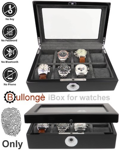 Boite a montre iBOX 8, verrouillage par empreinte digitale - coffret a  montres noir brillant